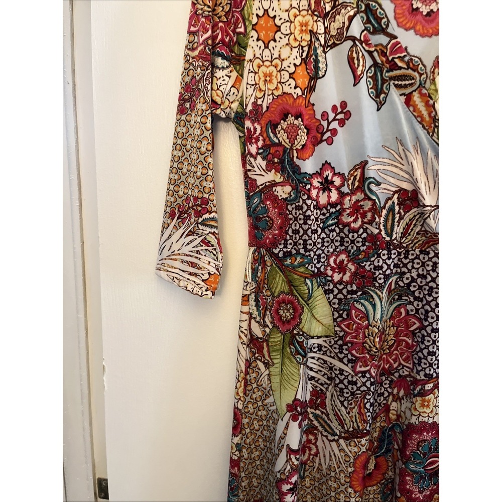 Mile Gabrielle Floral WrapMaxi Dress Yellow Purple Green Boho Women's Small - Picture 4 of 8